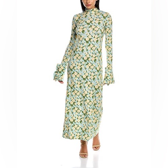 NEW ✨ Les Rêveries Ruffle Cuff Floral Open-Back Maxi Dress - Picture 1 of 2